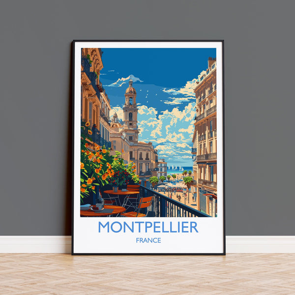 Montpellier Travel Poster Wall Art, Travel Print of Montpellier, Montpellier Art Lovers Gift, South of France, French Coast Art Gift