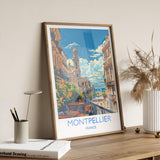 Montpellier Travel Poster Wall Art, Travel Print of Montpellier, Montpellier Art Lovers Gift, South of France, French Coast Art Gift NQ Media Designs