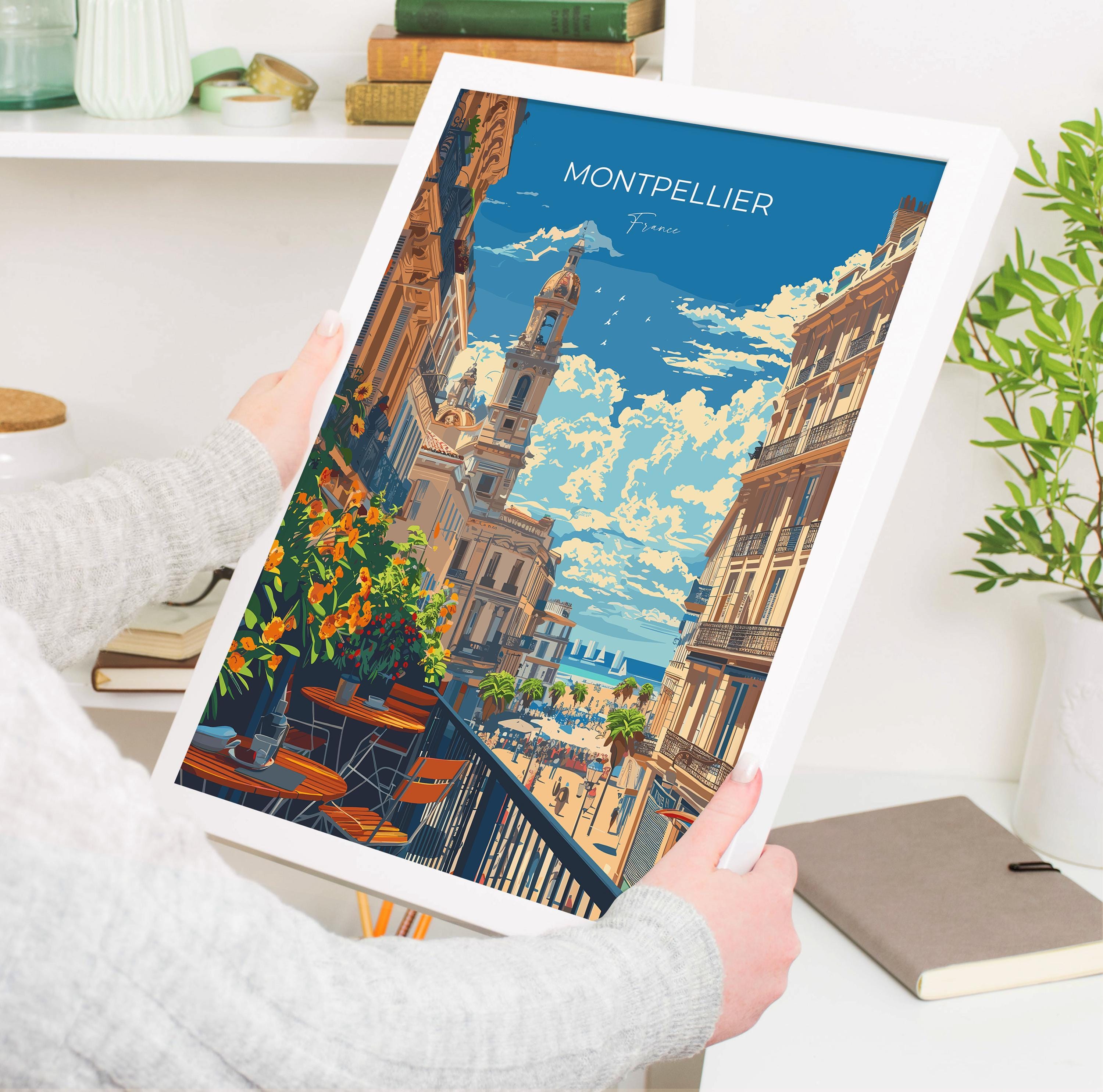 Montpellier Travel Print Wall Art, Travel Poster of Montpellier, Montpellier Art Lovers Gift, South of France, French Coast Art Gift NQ Media Designs