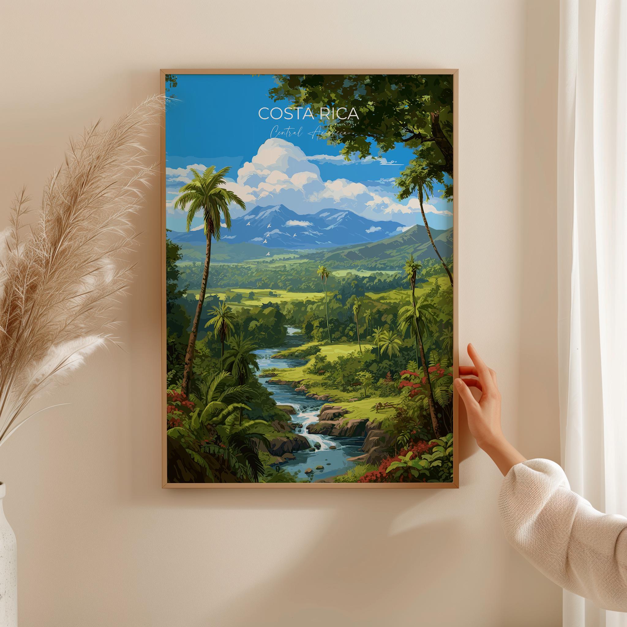 Costa Rica Travel Poster, Travel Print of Costa Rica, Central America, Costa Rica Art Lovers Gift, Wall Art Print NQ Media Designs