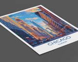 Chicago Travel Poster Wall Art, Travel Print of Chicago, Illinois, Chicago Art Lovers Gift, USA City Art Gift, NQ Media Designs