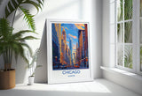 Chicago Travel Poster Wall Art, Travel Print of Chicago, Illinois, Chicago Art Lovers Gift, USA City Art Gift, NQ Media Designs