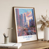 Chicago Travel Poster Wall Art, Travel Print of Chicago, Illinois, Chicago Art Lovers Gift, USA City Art Gift,