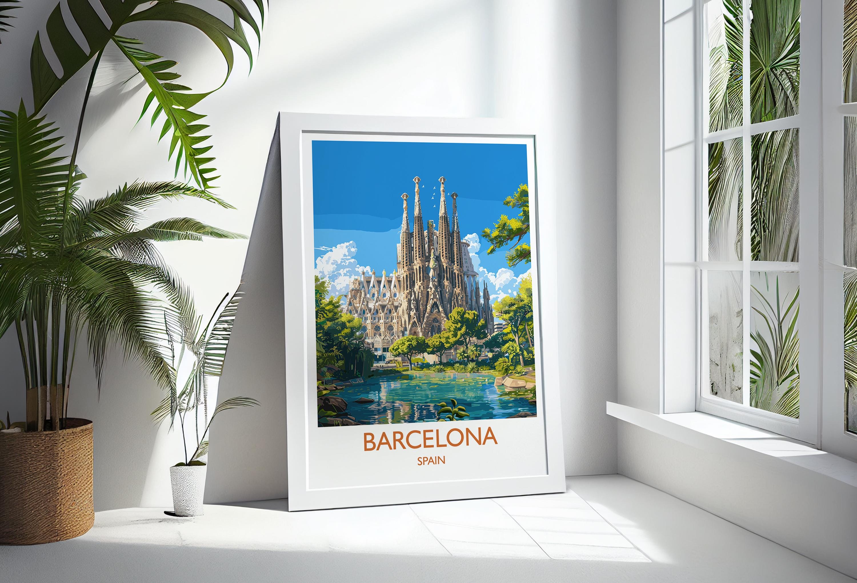 Barcelona Travel Print, Travel Poster of Barcelona, Spain Poster, Barcelona Wall Art Lovers Gift, Spain Art NQ Media Designs