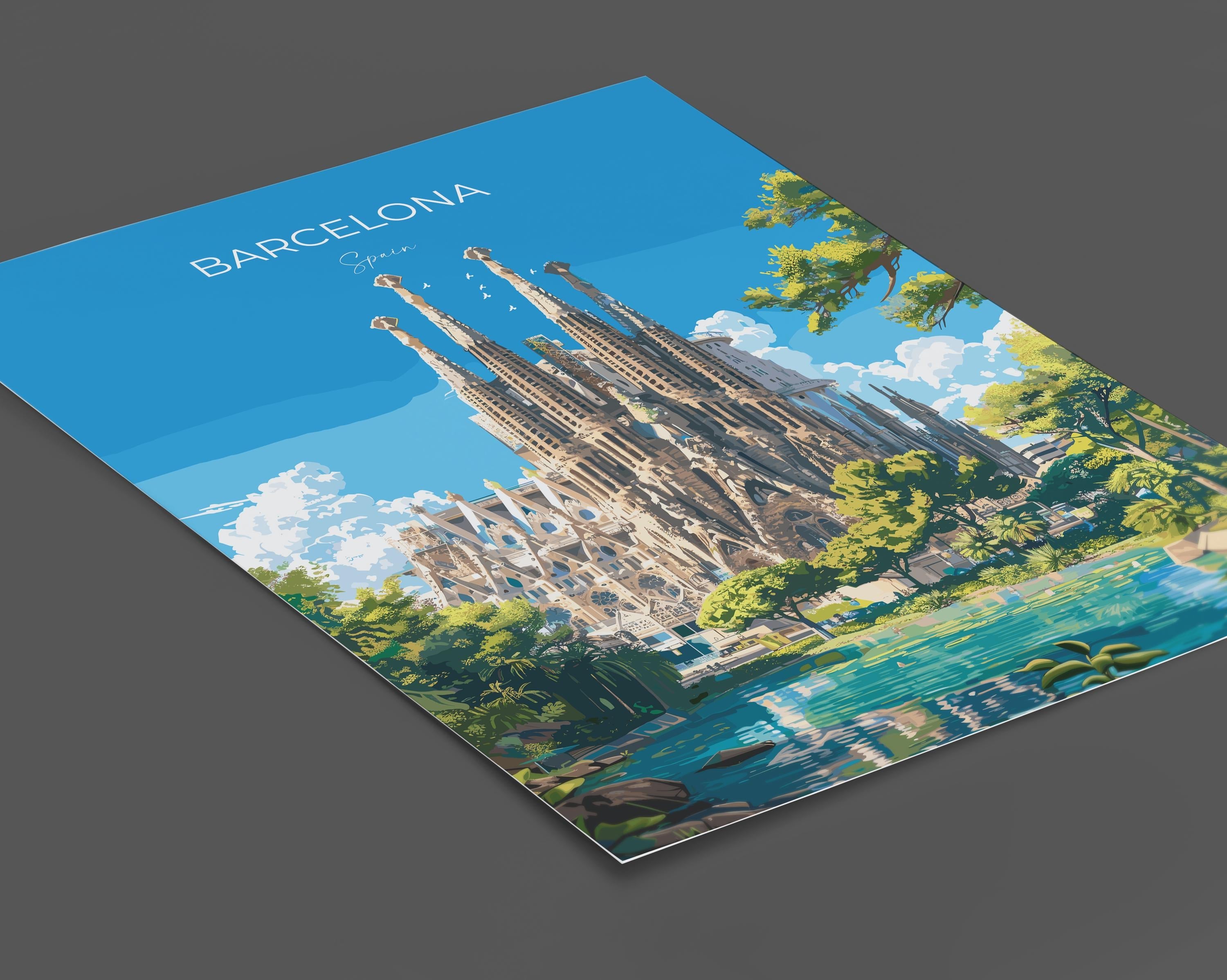 Barcelona Travel Poster, Travel Print of Barcelona, Spain Poster, Barcelona Wall Art Lovers Gift, Spain Art NQ Media Designs