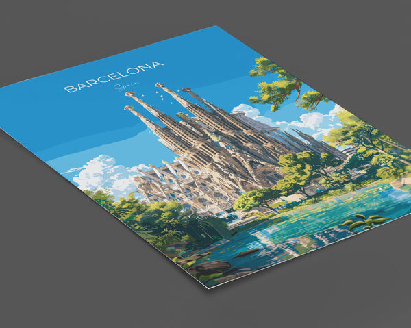 Barcelona Travel Poster, Travel Print of Barcelona, Spain Poster, Barcelona Wall Art Lovers Gift, Spain Art