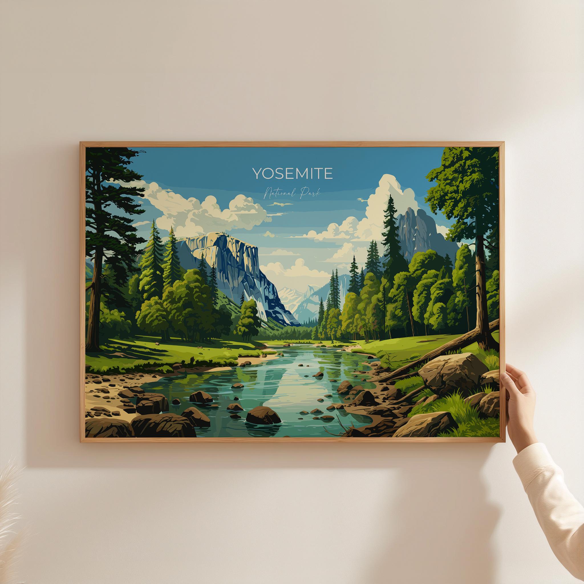 Yosemite Travel Poster Wall Art, Landscape Travel Print of Yosemite, National Park Art, Yosemite Gift, Colorado, USA, Travel Wall Art Gift NQ Media Designs