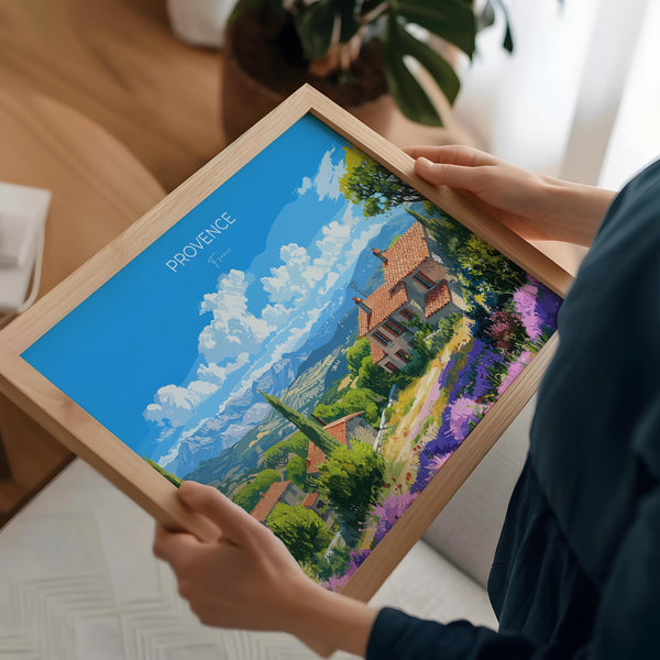 Provence Travel Poster Wall Art Landscape, Travel Print of Provence , Provence Art Lovers Gift,France Art Gift
