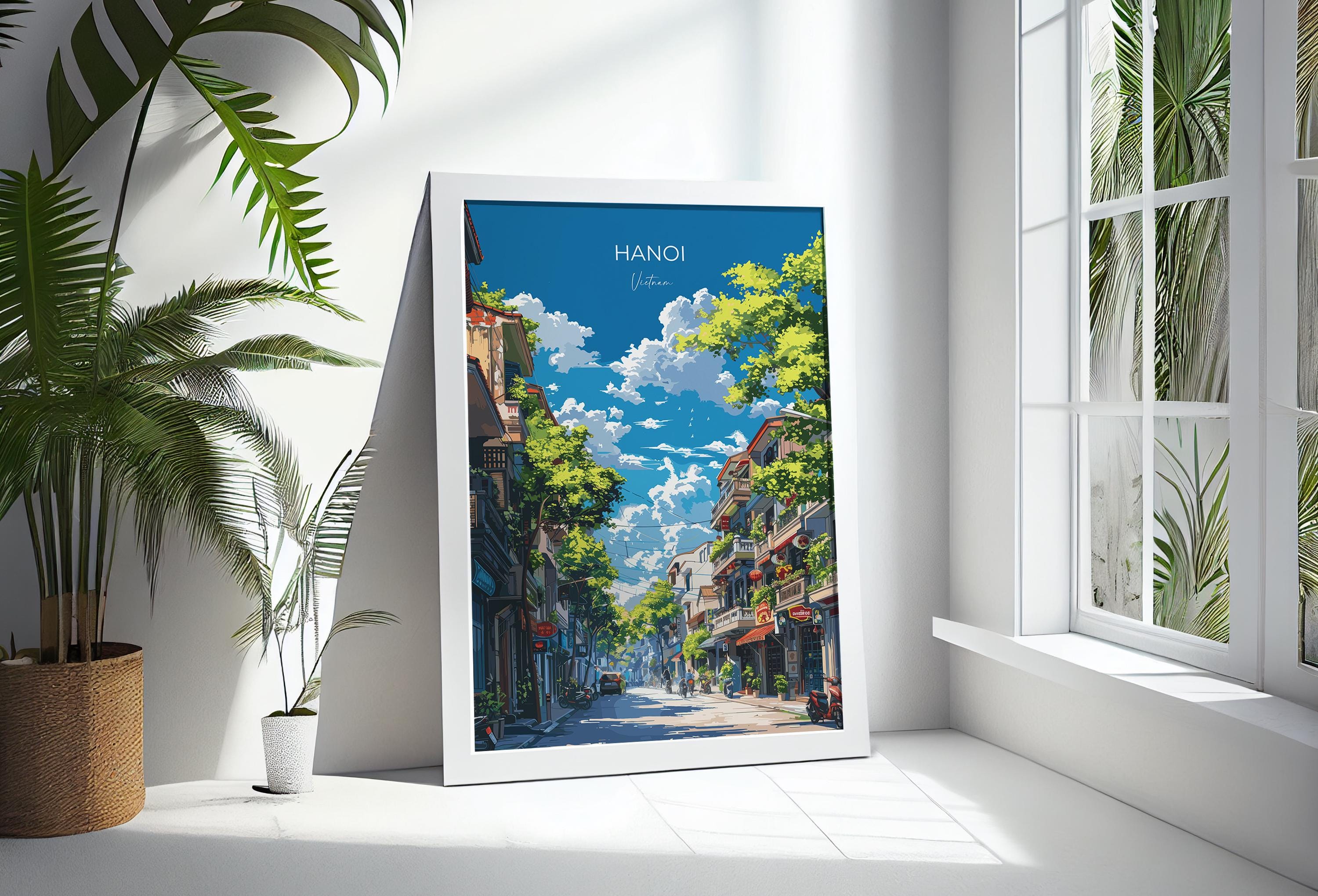 Hanoi Travel Poster, Travel Print of Hanoi,Vietnam, Asia, Hanoi Art Lovers Gift, Vietnam Gift, Wall Art Print NQ Media Designs