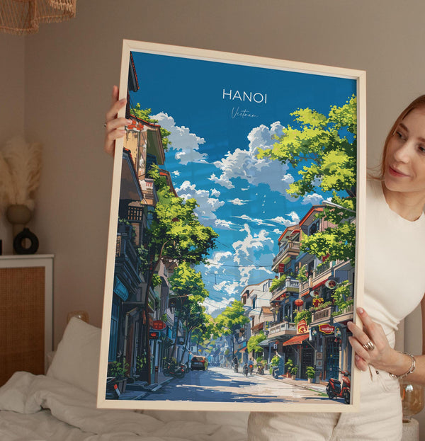 Hanoi Travel Poster, Travel Print of Hanoi,Vietnam, Asia, Hanoi Art Lovers Gift, Vietnam Gift, Wall Art Print