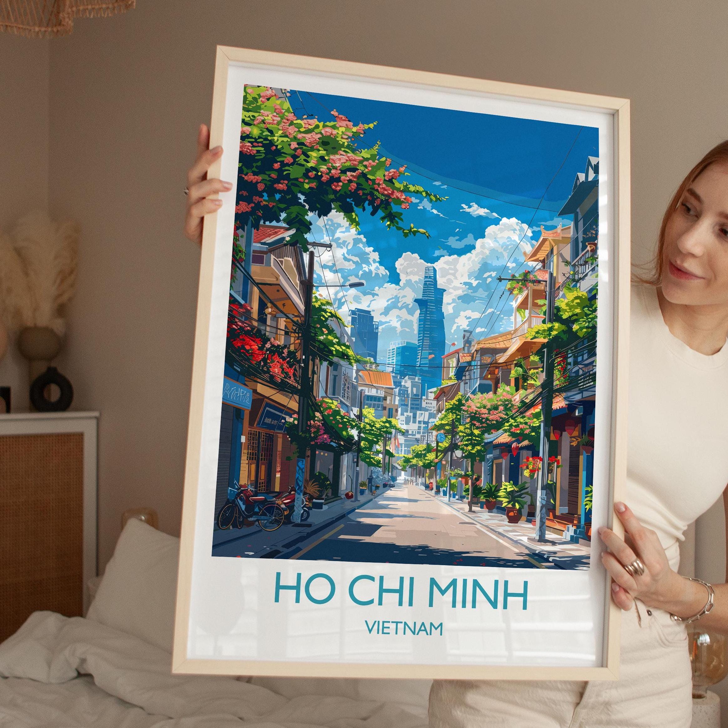 Ho Chi Minh Travel Print, Travel Poster of Ho Chi Minh, Vietnam, Asia, Ho Chi Minh Art Lovers Gift, Vietnam Gift, Wall Art Print NQ Media Designs