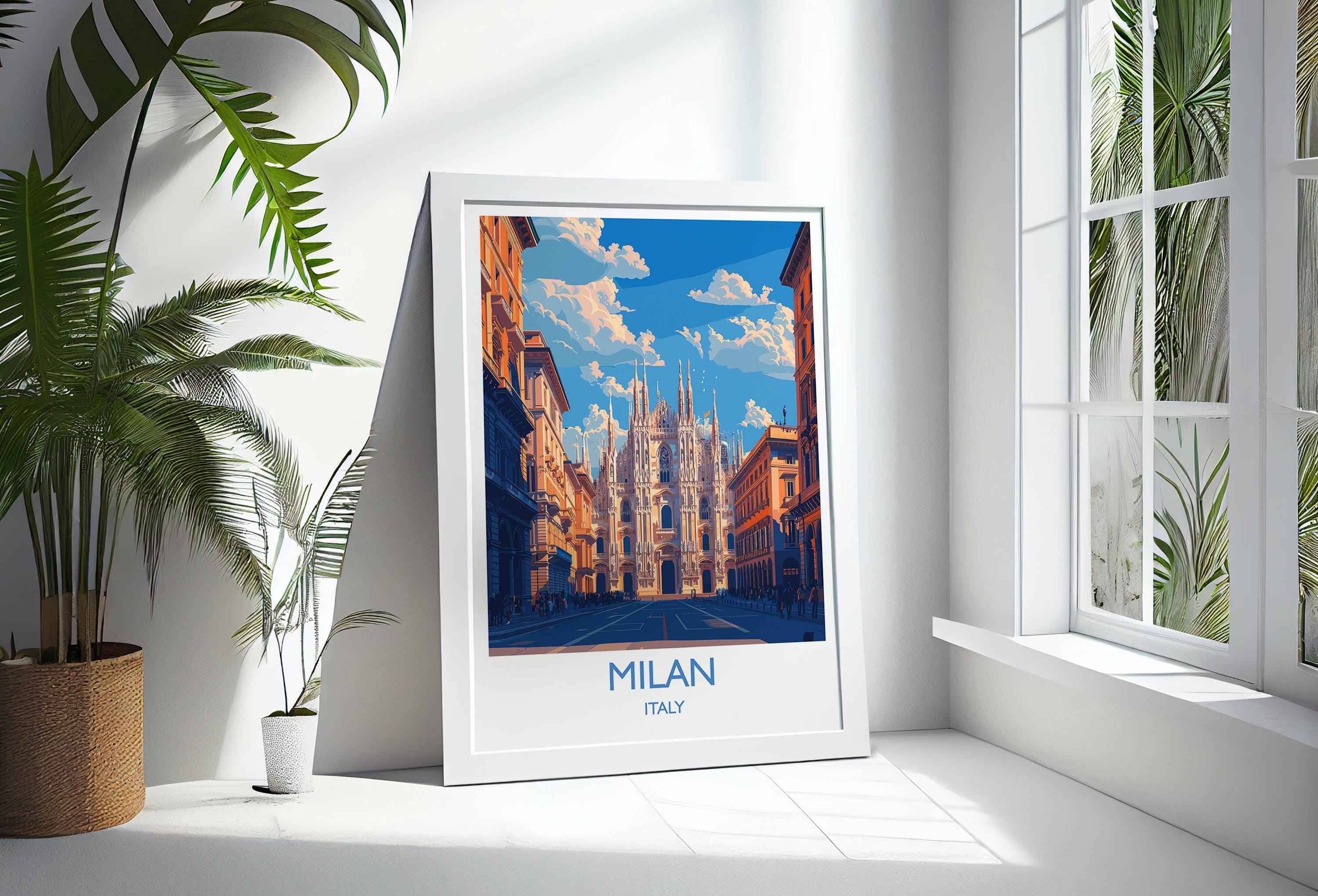 Milan Travel Poster Wall Art, Travel Print of Milan, Milan Art Lovers Gift, Italy, Italian City Art Gift NQ Media Designs