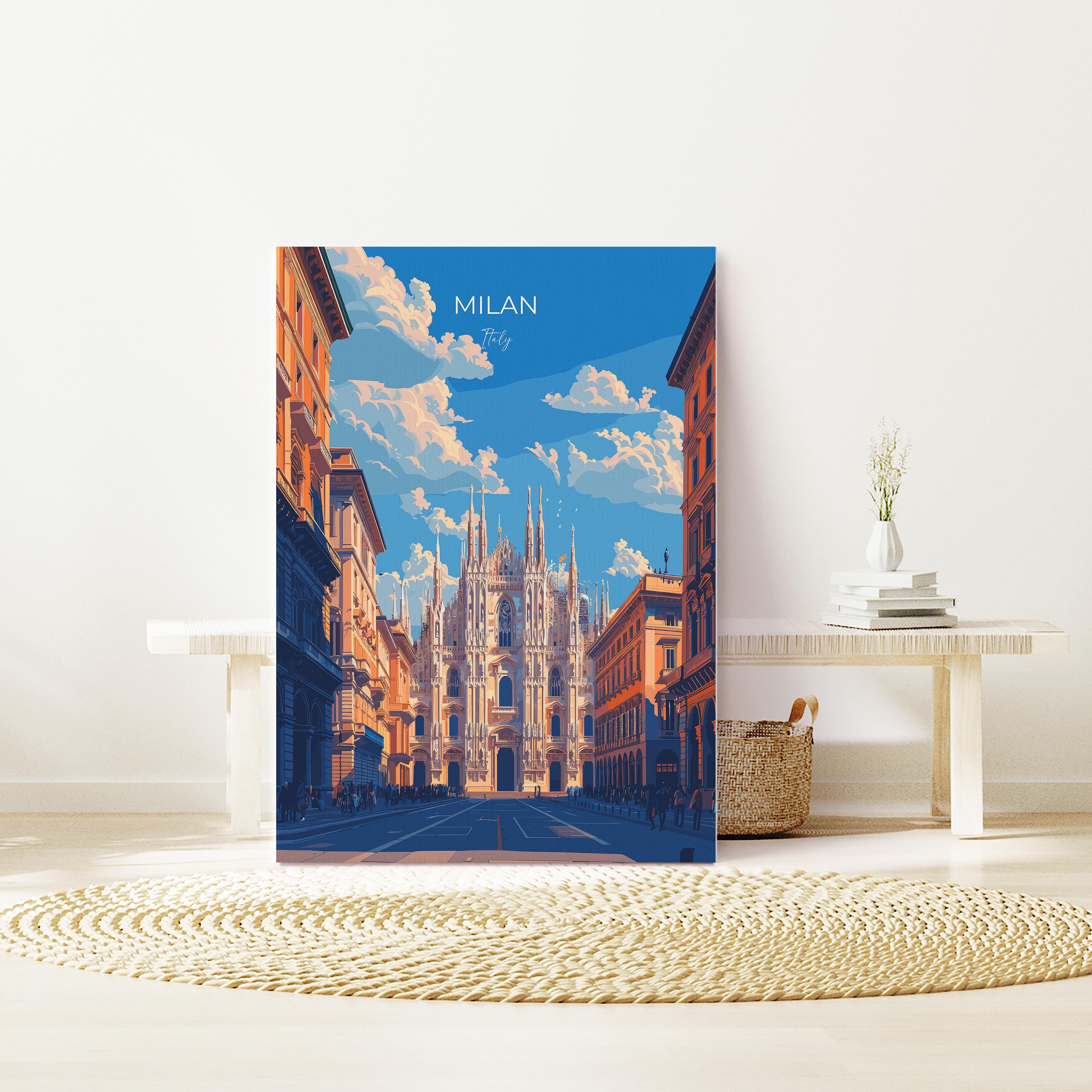 Milan Travel Print Wall Art, Travel Poster of Milan, Milan Art Lovers Gift, Italy, Italian City Art Gift NQ Media Designs