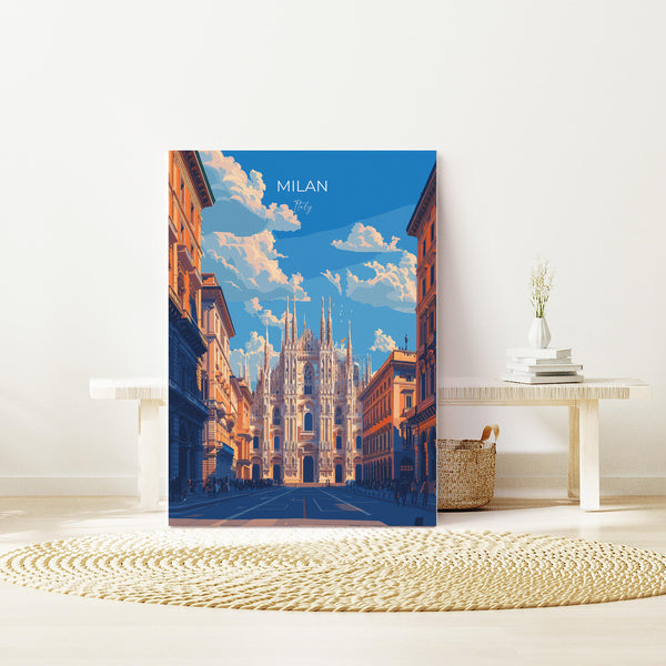 Milan Travel Print Wall Art, Travel Poster of Milan, Milan Art Lovers Gift, Italy, Italian City Art Gift