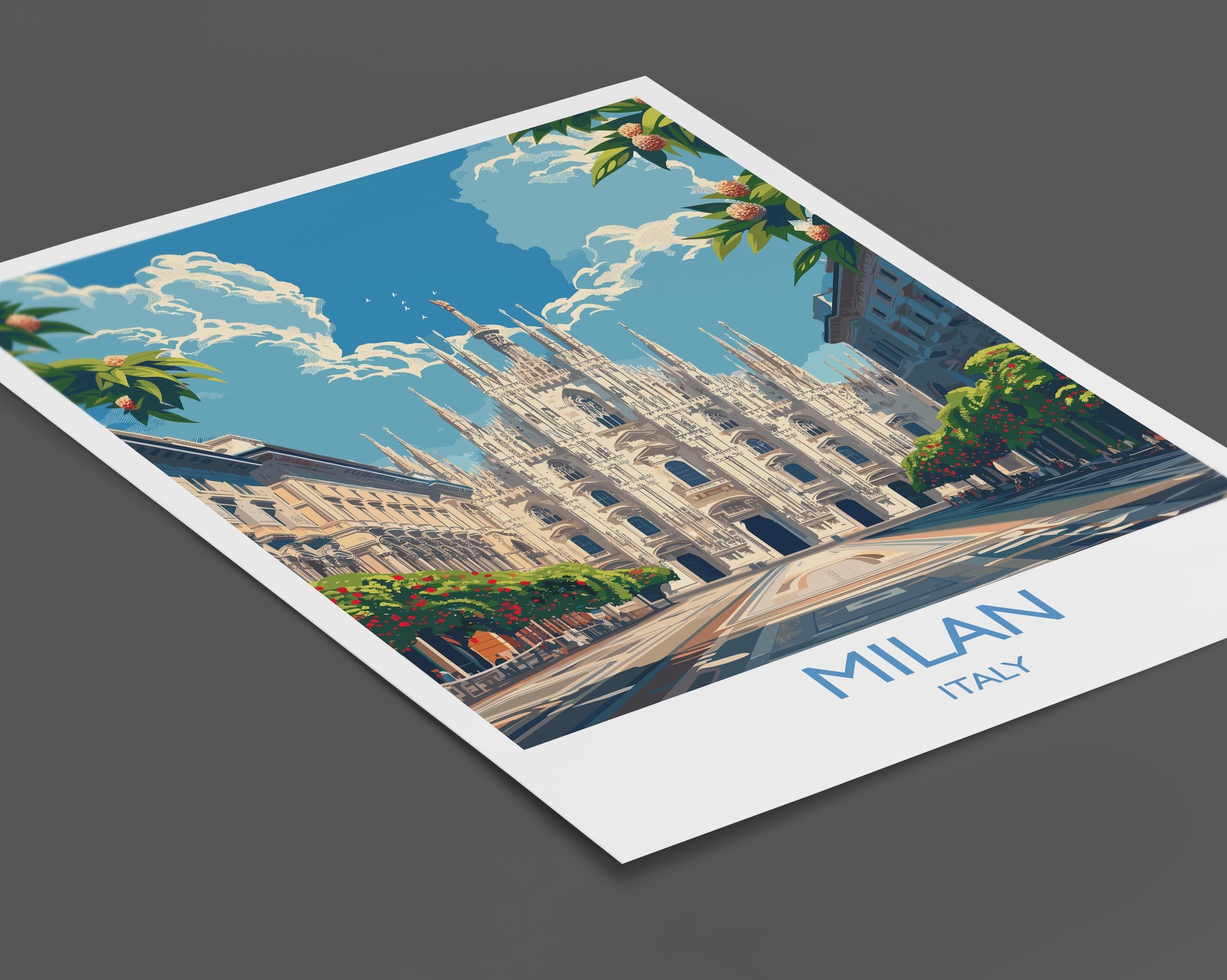 Milan Travel Poster Wall Art, Travel Print of Milan, Milan Art Lovers Gift, Italy, Italian City Art Gift NQ Media Designs