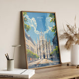 Milan Travel Print Wall Art, Travel Poster of Milan, Milan Art Lovers Gift, Italy, Italian City Art Gift NQ Media Designs