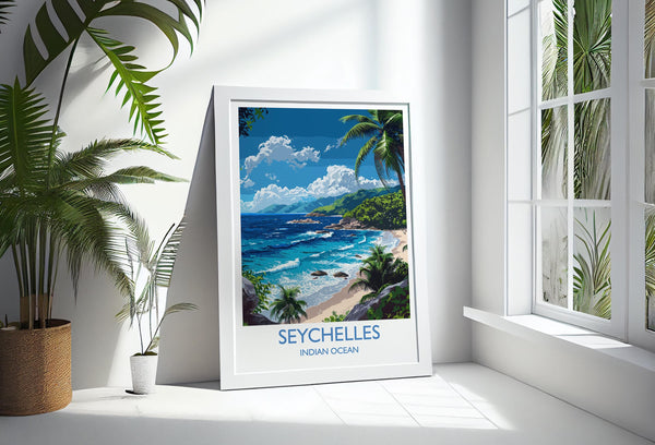 Seychelles Travel Print Wall Art, Travel Poster of Seychelles, Indian Ocean, Seychelles Art Lovers Gift