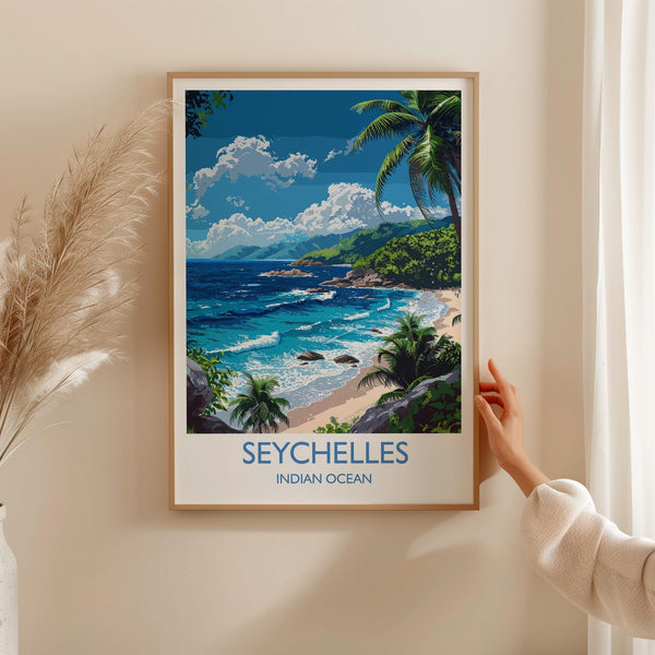Seychelles Travel Print Wall Art, Travel Poster of Seychelles, Indian Ocean, Seychelles Art Lovers Gift