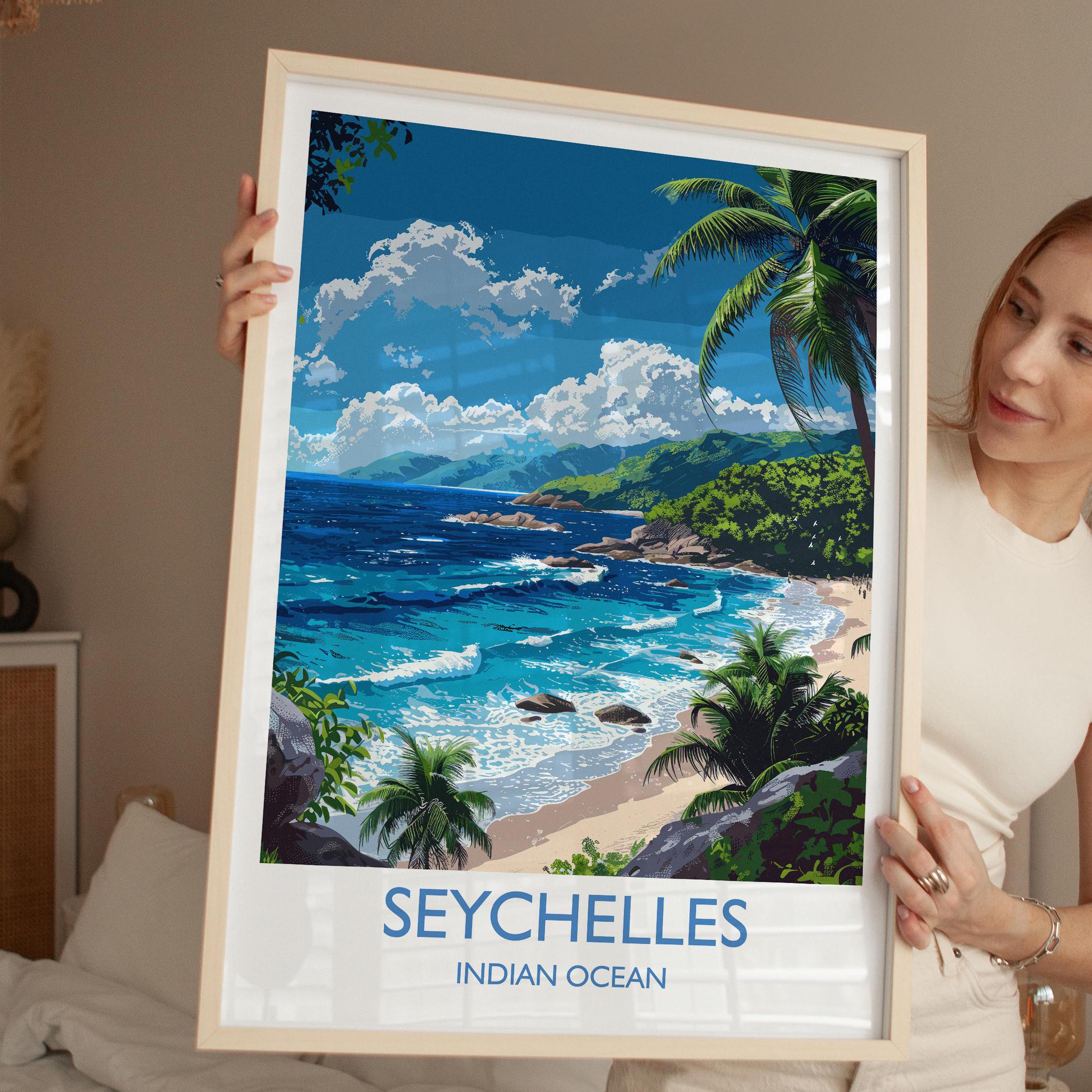 Seychelles Travel Print Wall Art, Travel Poster of Seychelles, Indian Ocean, Seychelles Art Lovers Gift NQ Media Designs