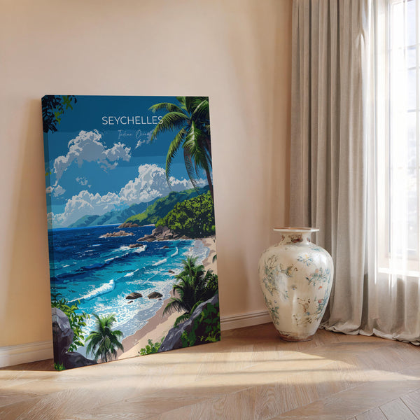 Seychelles Travel Poster Wall Art, Travel Print of Seychelles, Indian Ocean, Seychelles Islands Art Lovers Gift