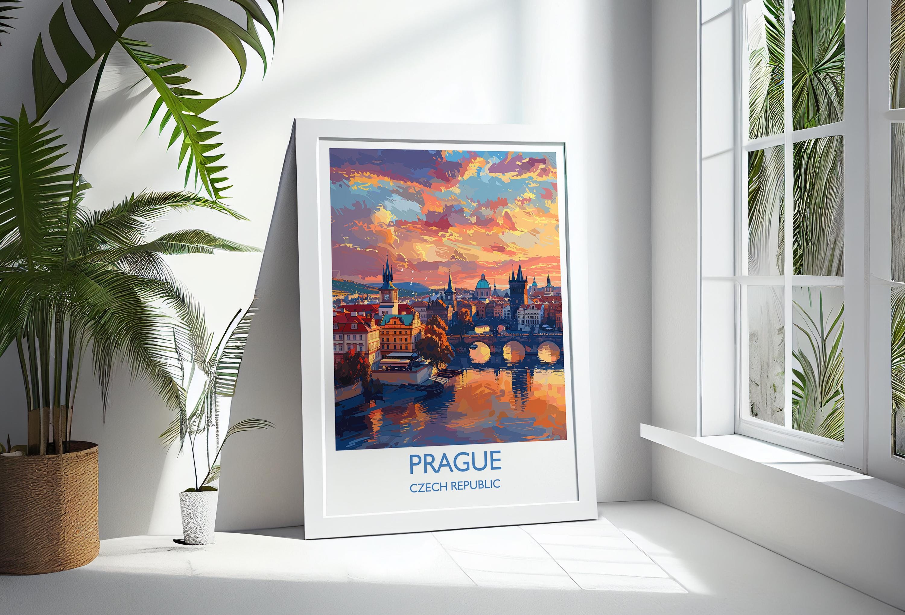 Prague Travel Poster Wall Art, Travel Print of Prague, Prague Art Lovers Gift, Czech Republic City Art Gift NQ Media Designs