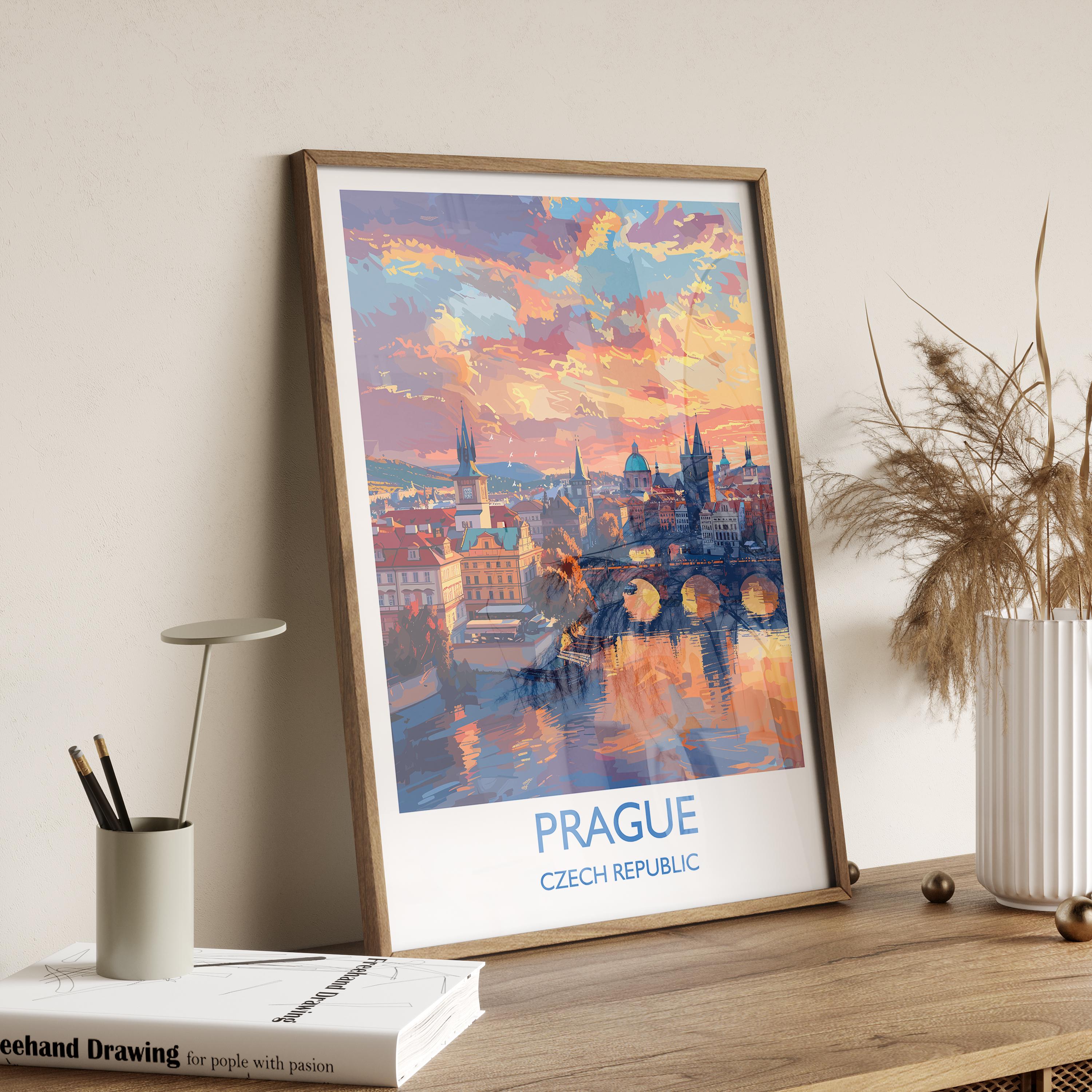 Prague Travel Poster Wall Art, Travel Print of Prague, Prague Art Lovers Gift, Czech Republic City Art Gift NQ Media Designs