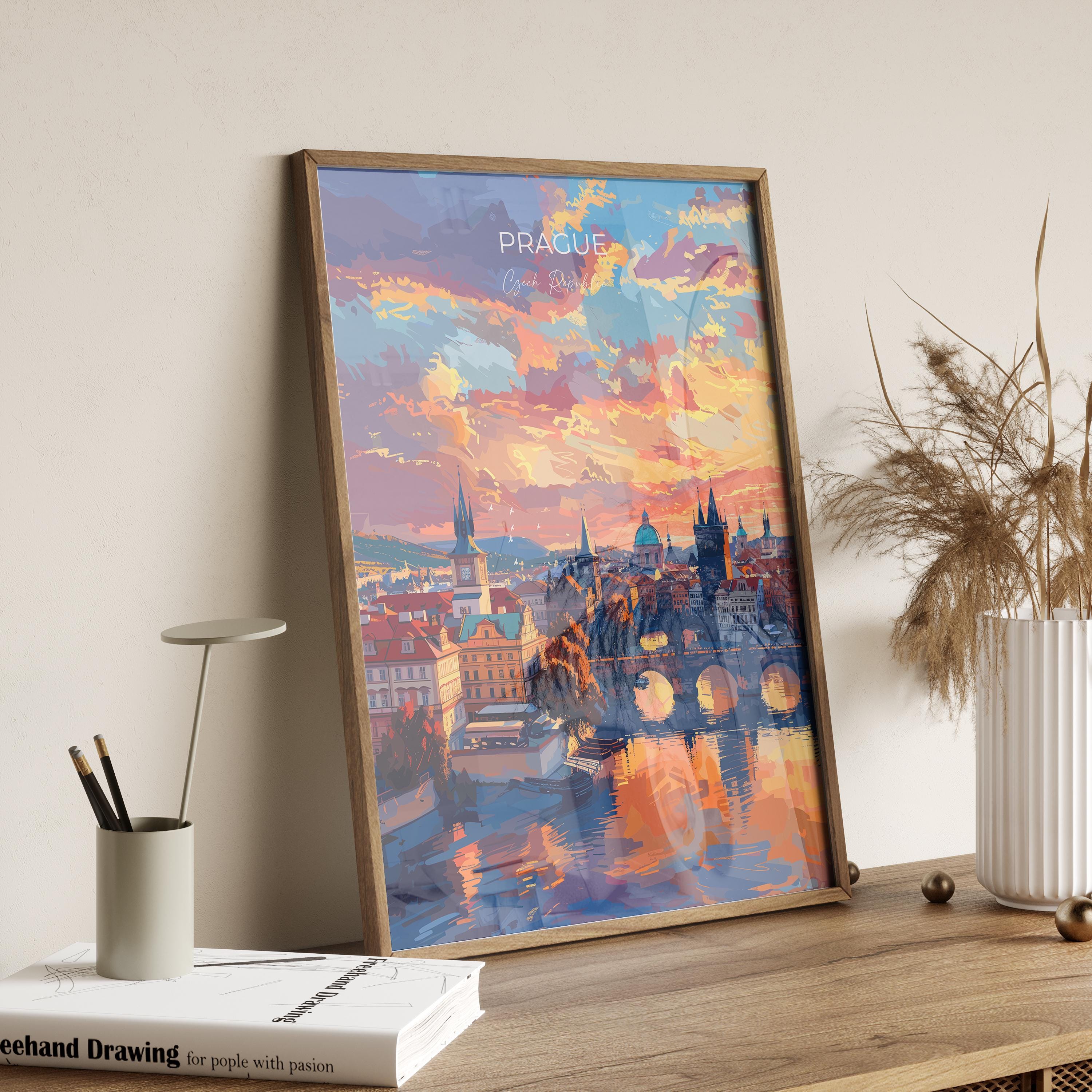 Prague Travel Print Wall Art, Travel Poster of Prague, Prague Art Lovers Gift, Czech Republic City Art Gift NQ Media Designs