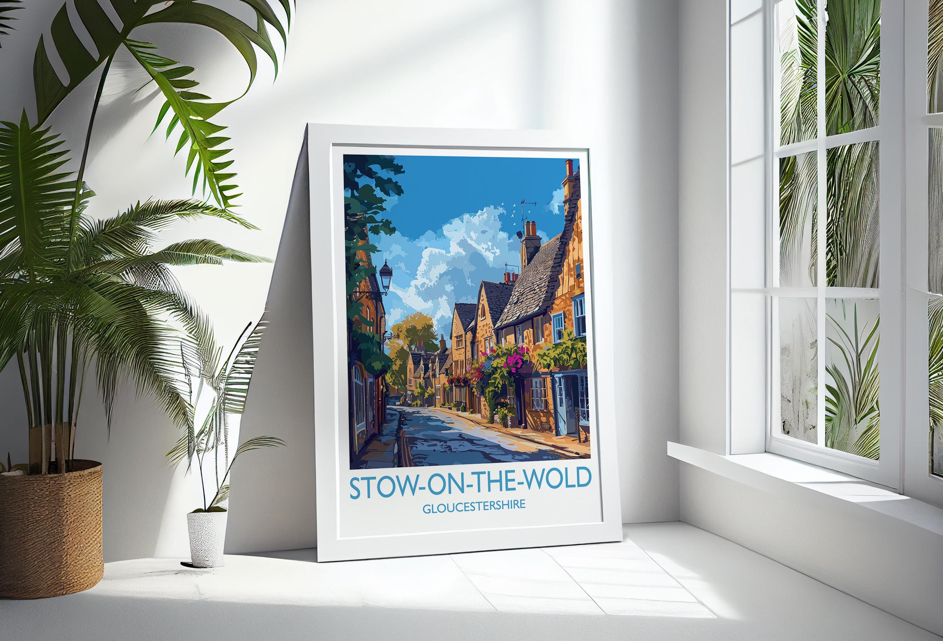 Stow on the Wold Travel Poster, Travel Print of Stow on the Wold, Gloucestershire Cotswolds Gift, England, Stow on the Wold Art Lovers Gift NQ Media Designs