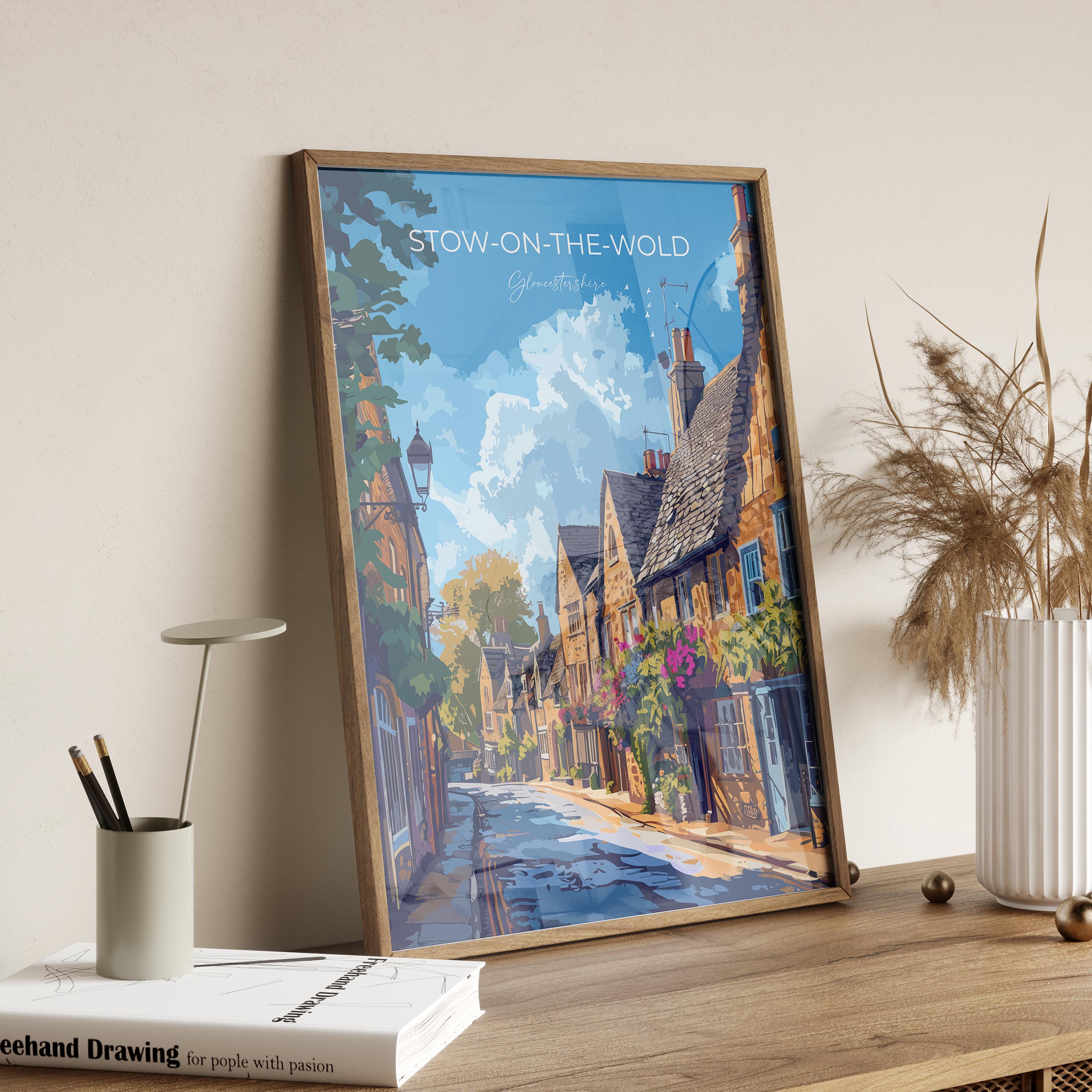 Stow on the Wold Travel Print Wall Art, Travel Poster of Stow on the Wold, England, Cotswolds Art Gift, England Gift Art NQ Media Designs