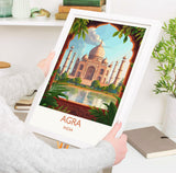 Agra Travel Print, Travel Poster of Agra, Taj Mahal Art Lovers Gift, Uttar Pradesh, India Wall Art NQ Media Designs