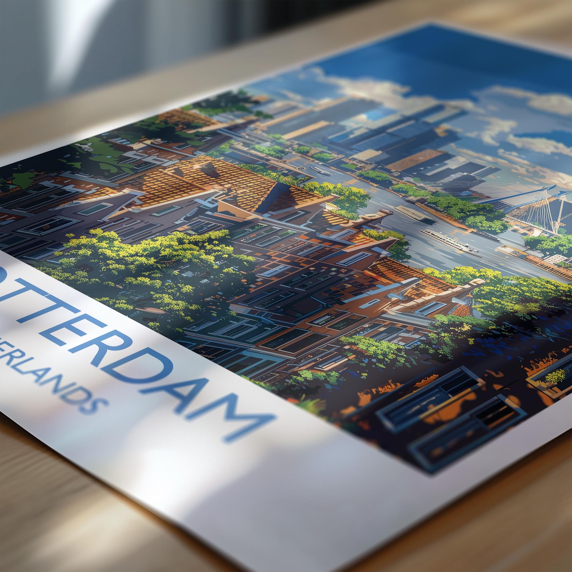 Rotterdam Travel Poster, Travel Print of Rotterdam, Netherlands, Dutch Art Lovers Gift, Wall Art Print NQ Media Designs