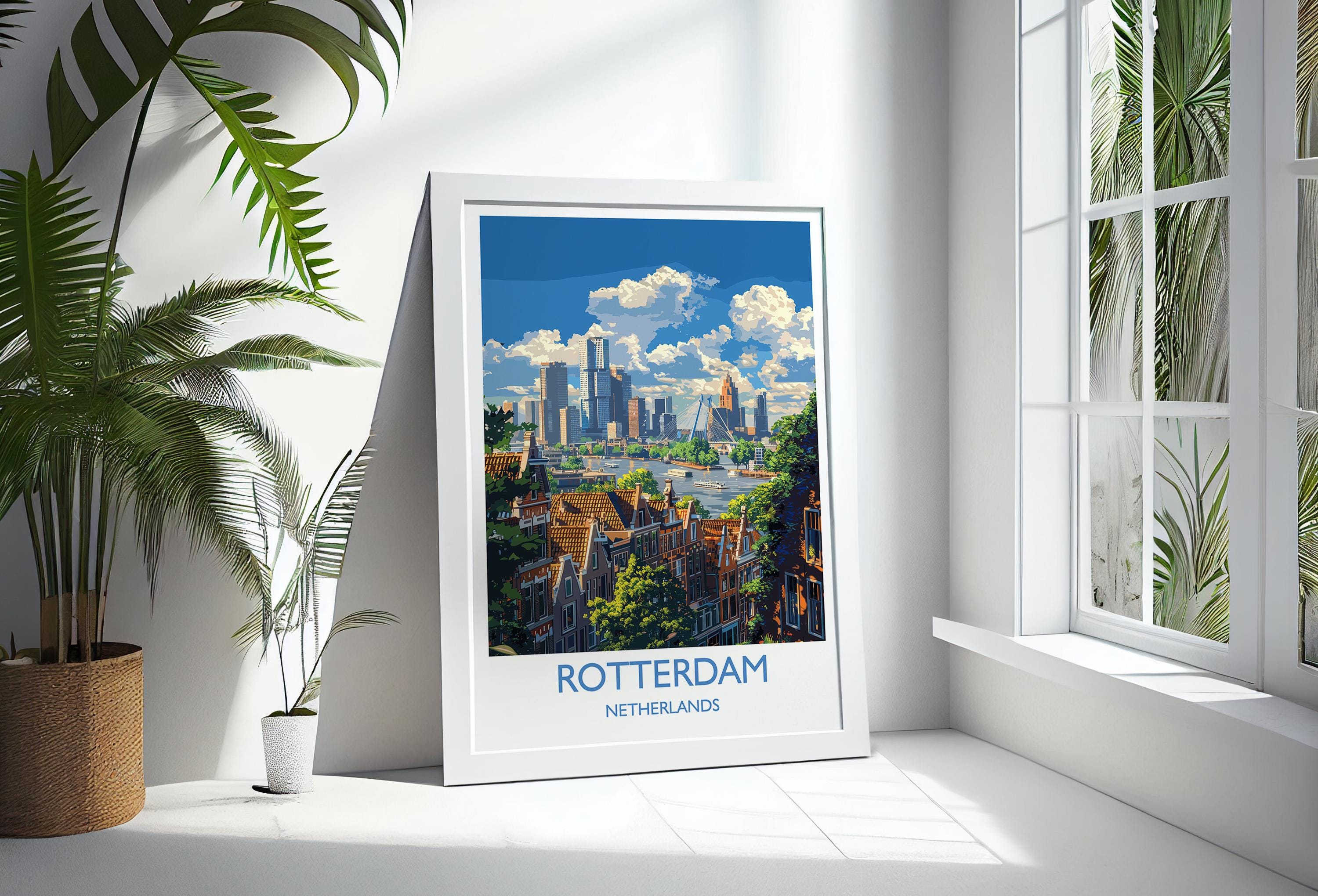 Rotterdam Travel Poster, Travel Print of Rotterdam, Netherlands, Dutch Art Lovers Gift, Wall Art Print NQ Media Designs