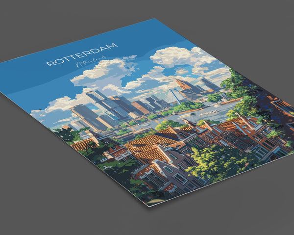 Rotterdam Travel Print, Travel Poster of Rotterdam, Netherlands, Dutch Art Lovers Gift, Wall Art Print