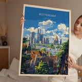 Rotterdam Travel Print, Travel Poster of Rotterdam, Netherlands, Dutch Art Lovers Gift, Wall Art Print NQ Media Designs