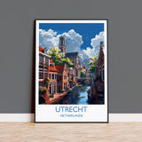 Utrecht Travel Poster, Travel Print of Utrecht, Netherlands, Dutch Art Lovers Gift, Wall Art Print NQ Media Designs