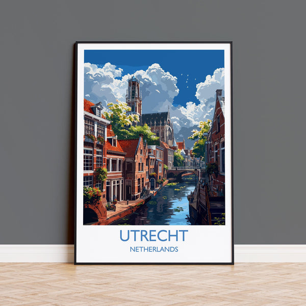 Utrecht Travel Poster, Travel Print of Utrecht, Netherlands, Dutch Art Lovers Gift, Wall Art Print