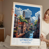 Utrecht Travel Poster, Travel Print of Utrecht, Netherlands, Dutch Art Lovers Gift, Wall Art Print NQ Media Designs