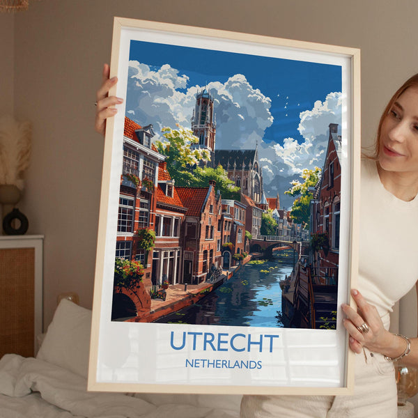 Utrecht Travel Poster, Travel Print of Utrecht, Netherlands, Dutch Art Lovers Gift, Wall Art Print