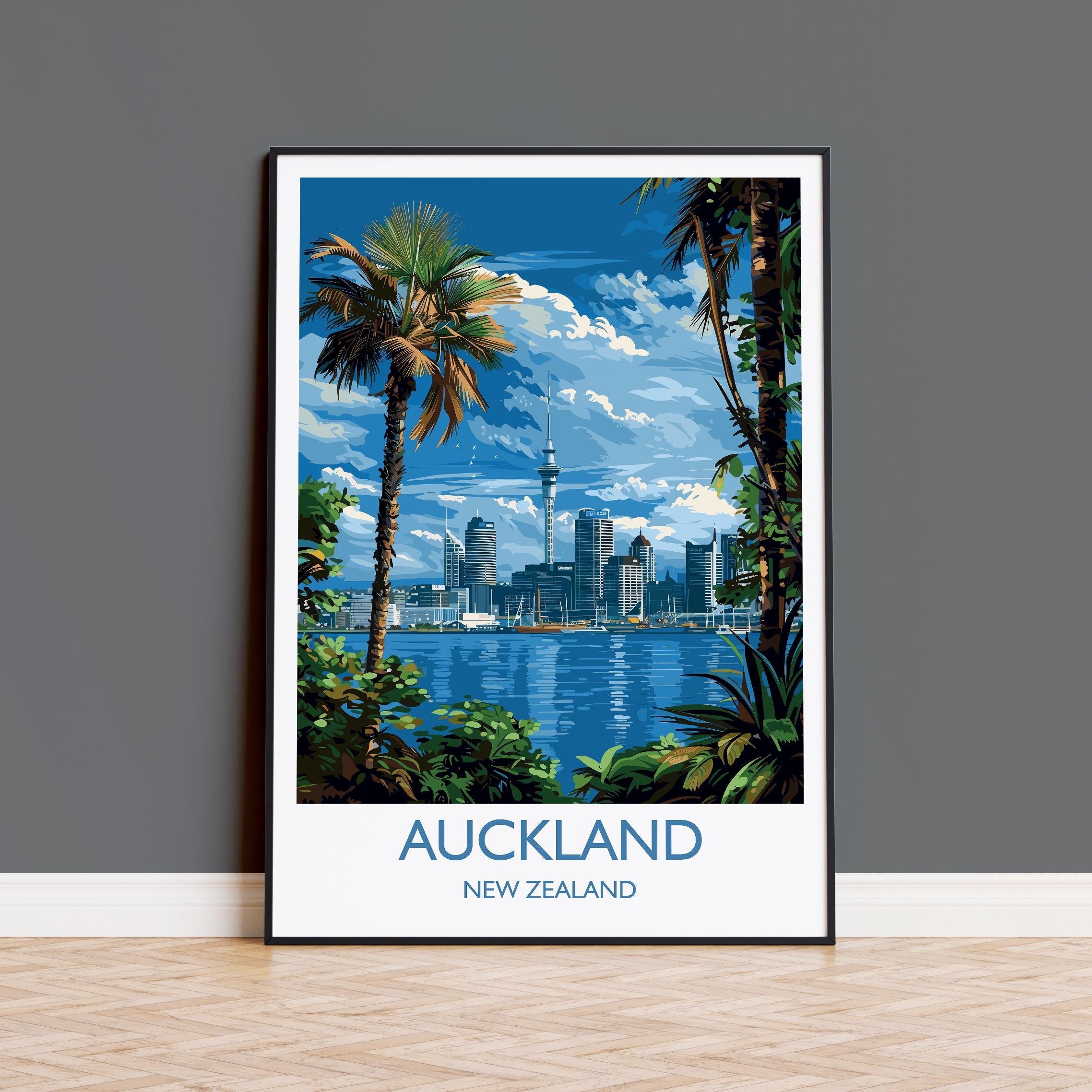 Auckland Travel Print, Travel Poster of Auckland, New Zealand Art Lovers Gift, Auckland Wall Art NQ Media Designs