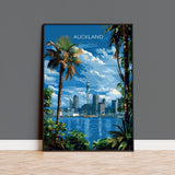 Auckland Travel Poster, Travel Print of Auckland, New Zealand Art Lovers Gift, Auckland Wall Art NQ Media Designs