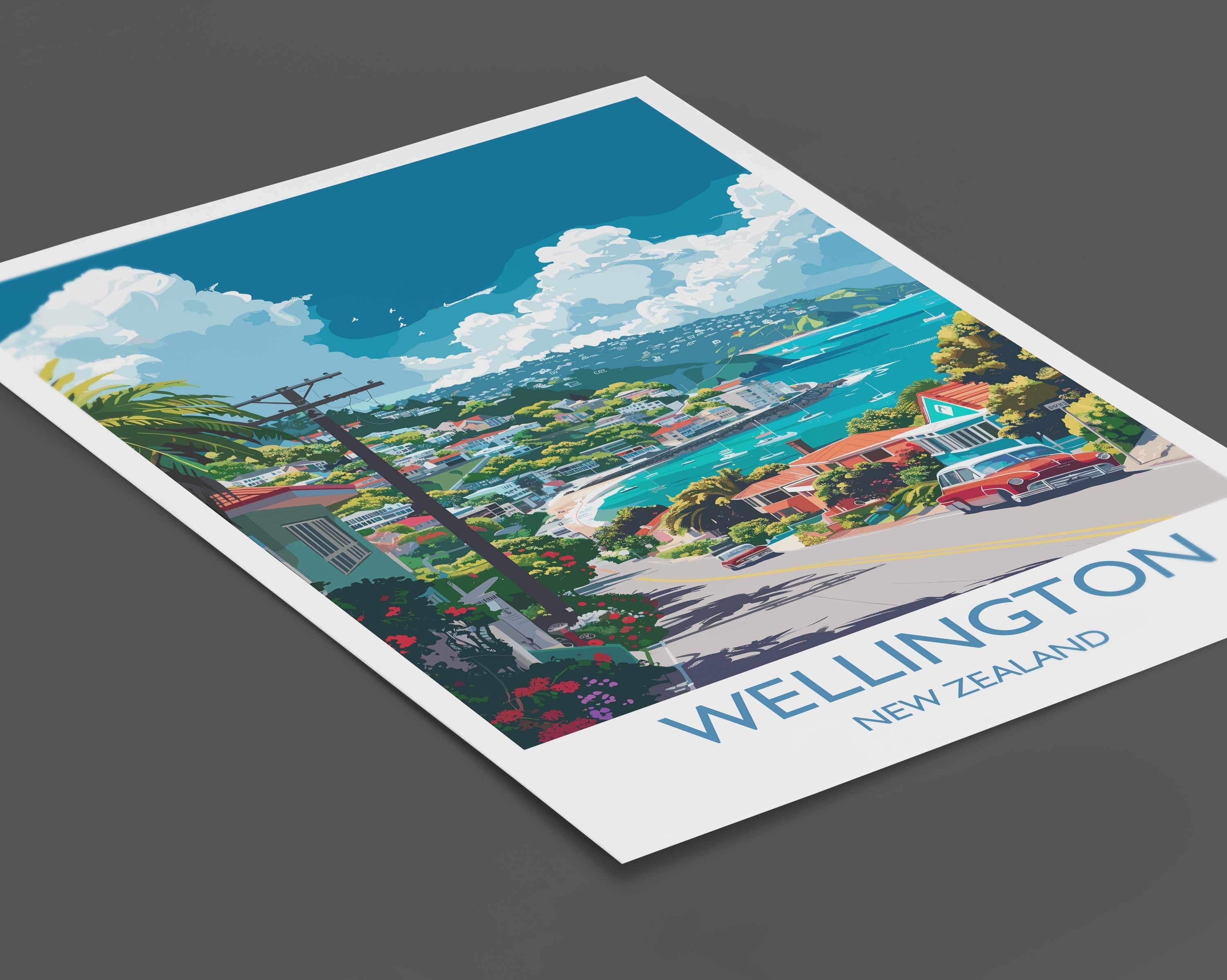 Wellington Travel Print, Travel Poster of Wellington, New Zealand Art Lovers Gift, Wellington Wall Art NQ Media Designs