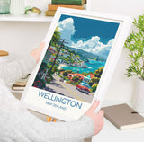 Wellington Travel Print, Travel Poster of Wellington, New Zealand Art Lovers Gift, Wellington Wall Art NQ Media Designs
