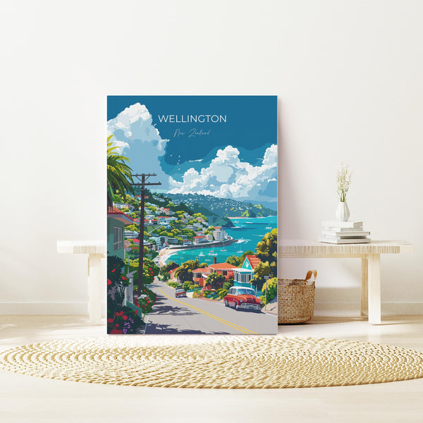Wellington Travel Poster, Travel Print of Wellington, New Zealand Art Lovers Gift, Wellington Wall Art