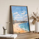 Manly Beach Print, Travel Poster of Manly Beach, Sydney, New South Wales, Australia, Travel Gift NQ Media Designs