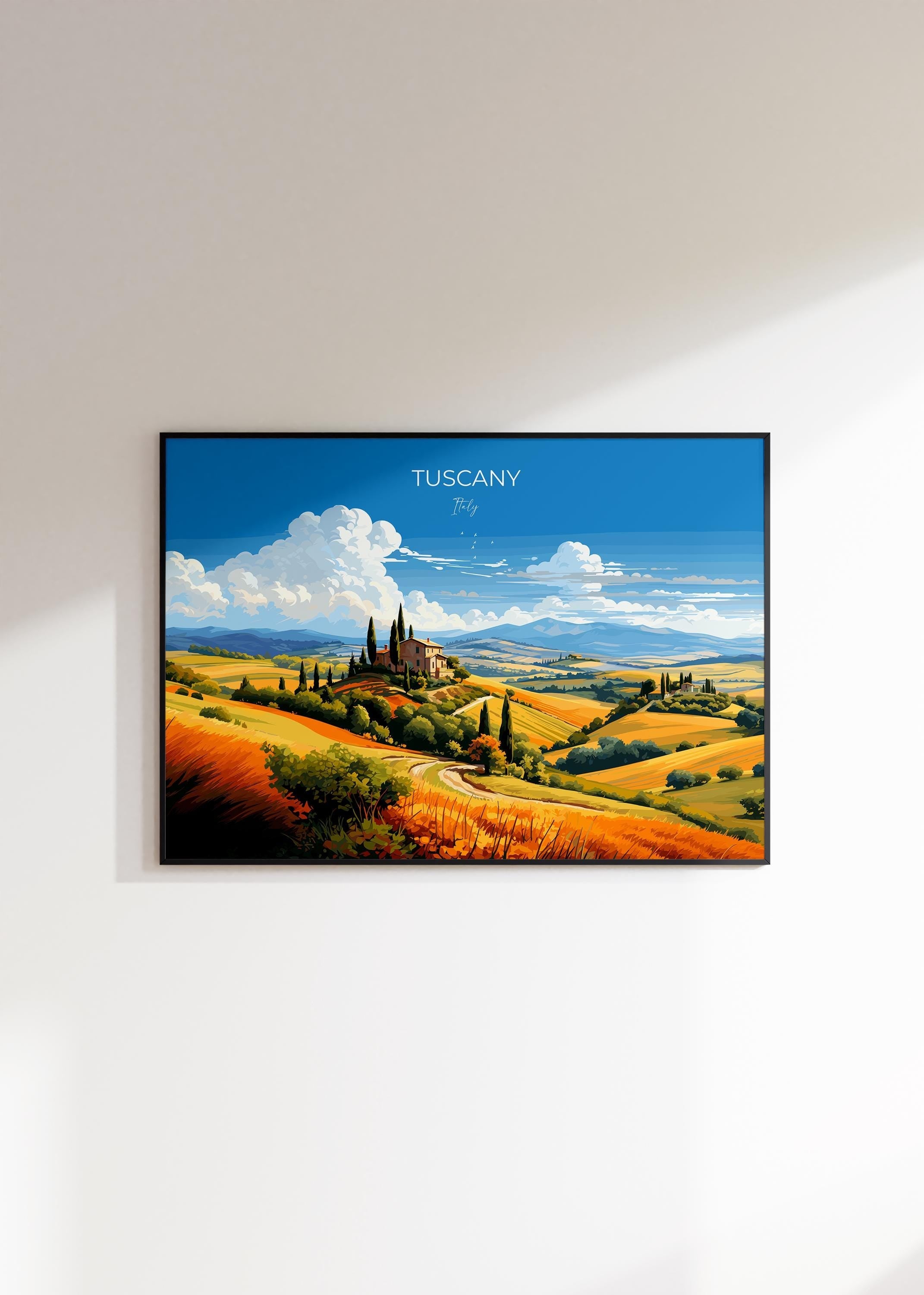 Tuscany Travel Poster Wall Art Landscape, Travel Print of Tuscany, Tuscany Art Lovers Gift,Italy Art Gift NQ Media Designs