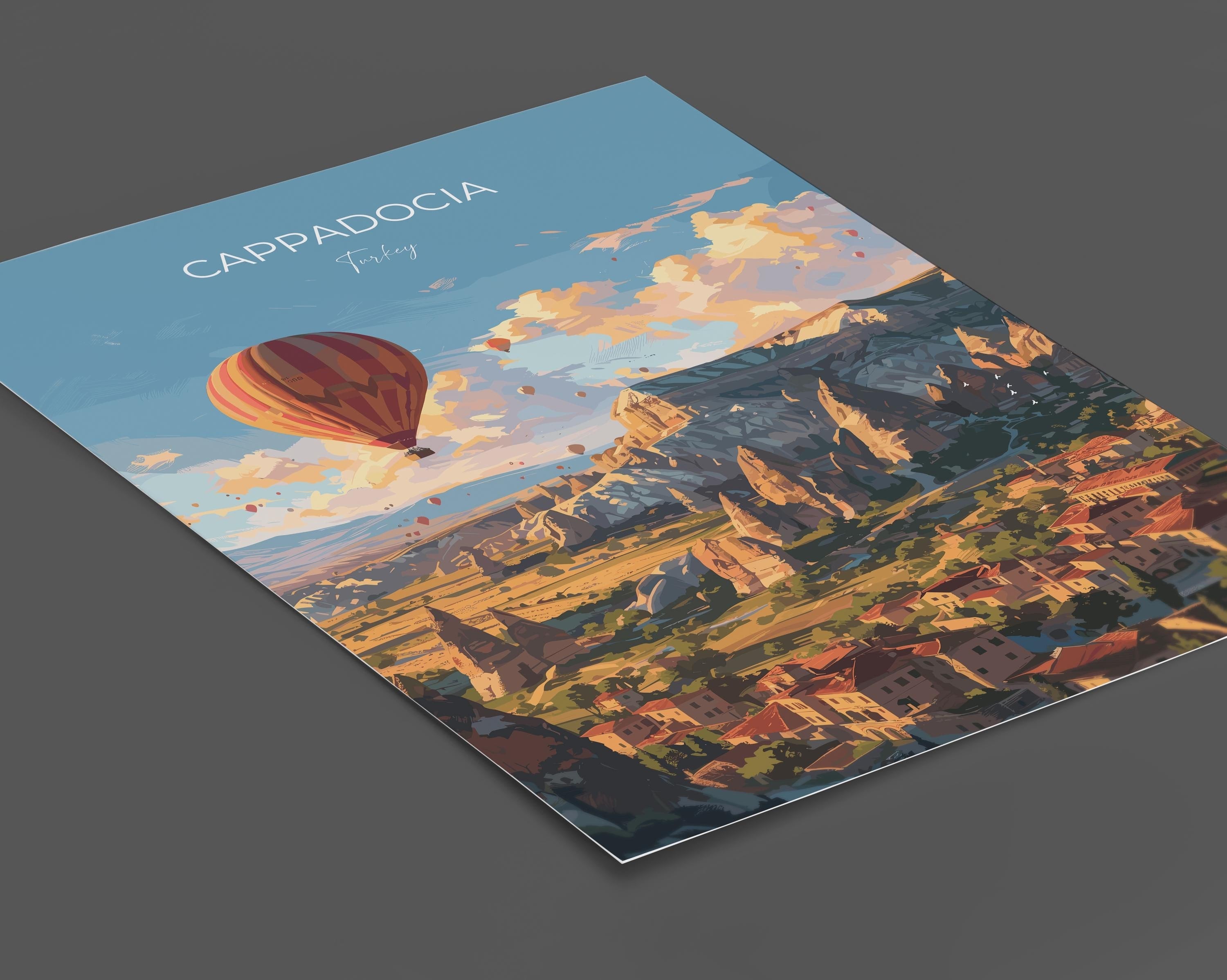 Cappadocia Travel Poster Wall Art, Travel Print of Cappadocia, Turkey Wall Art, Cappadocia Art Lovers Gift, Wall Art Print NQ Media Designs