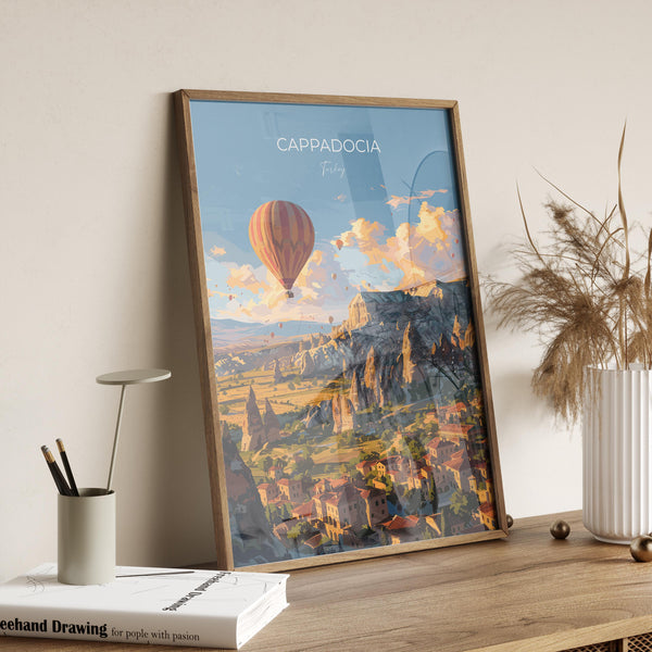 Cappadocia Travel Poster Wall Art, Travel Print of Cappadocia, Turkey Wall Art, Cappadocia Art Lovers Gift, Wall Art Print
