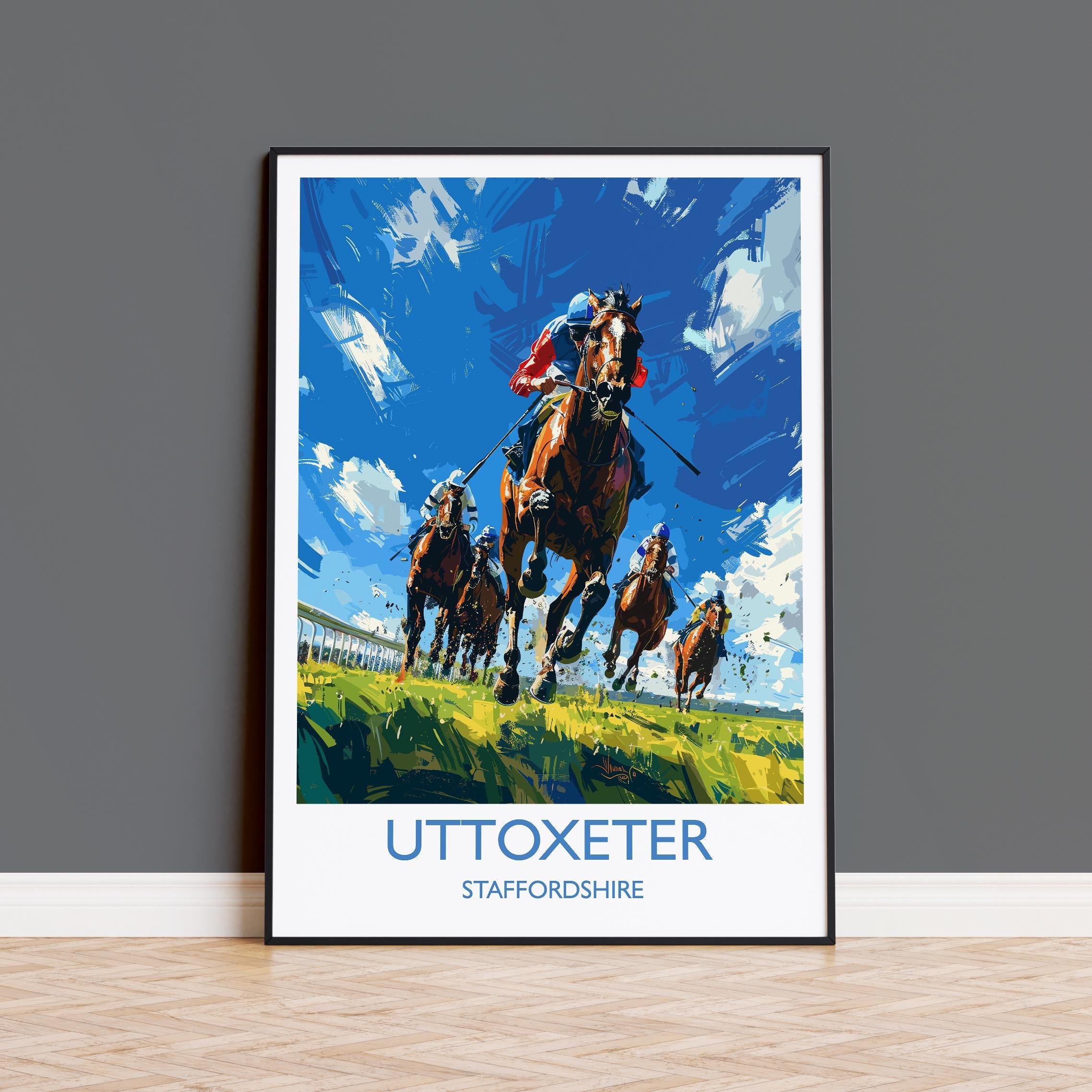 Uttoxeter Travel Poster Wall Art, Travel Print of Uttoxeter , Staffordshire, England, Uttoxeter Races Art Lovers Gift, England Art Gift NQ Media Designs