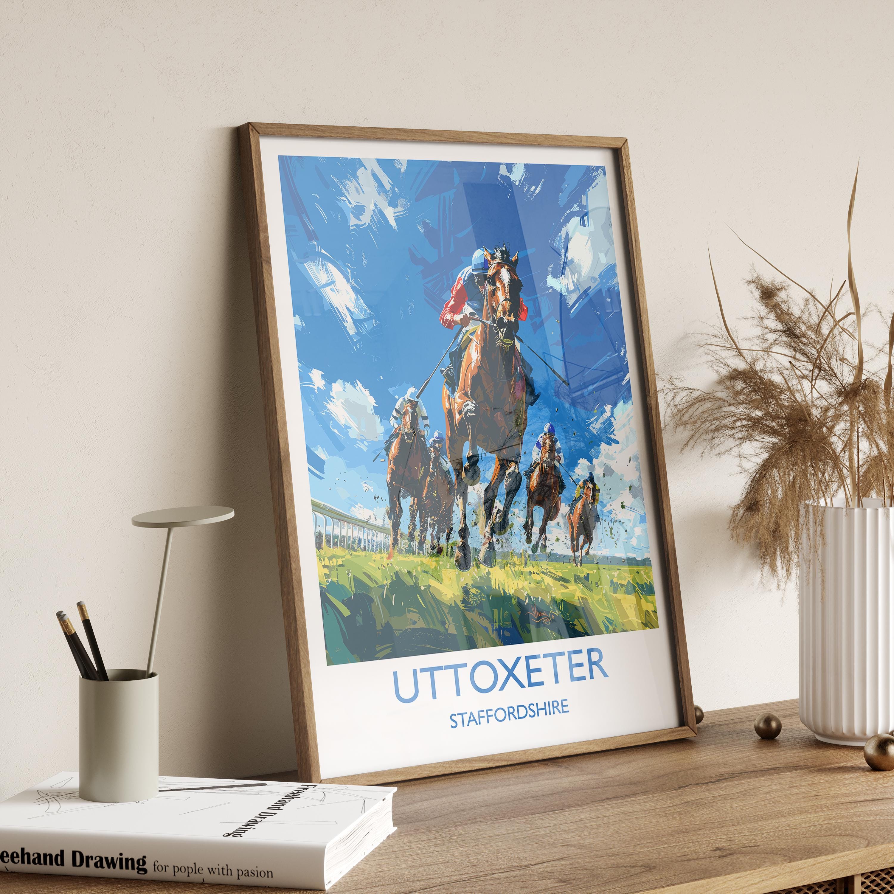 Uttoxeter Travel Poster Wall Art, Travel Print of Uttoxeter , Staffordshire, England, Uttoxeter Races Art Lovers Gift, England Art Gift NQ Media Designs