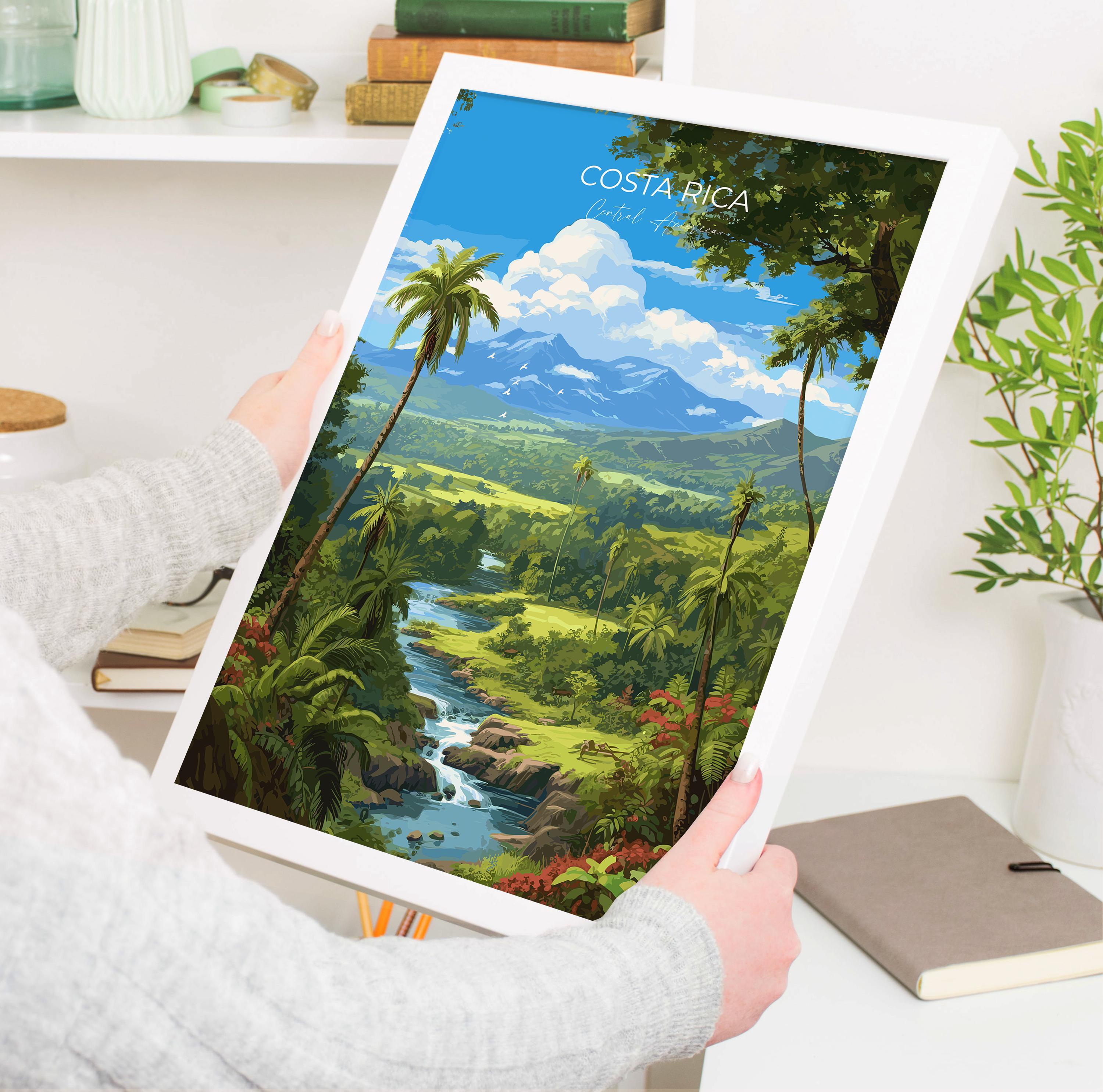 Costa Rica Travel Poster, Travel Print of Costa Rica, Central America, Costa Rica Art Lovers Gift, Wall Art Print NQ Media Designs